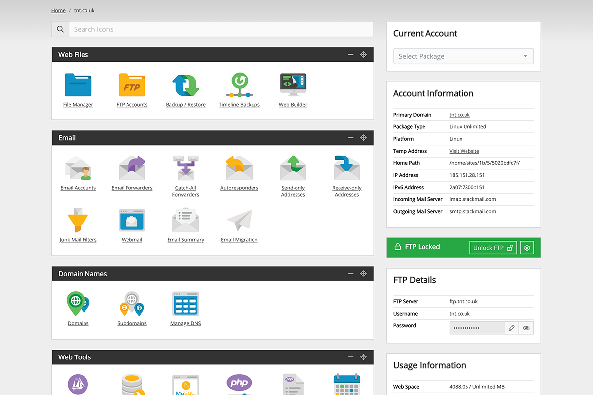 StackCP control panel